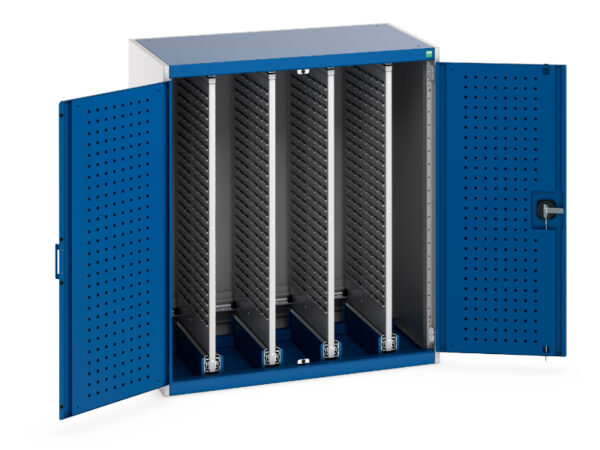 Cupboard Sliding Louvre Panels - Cubio Cupboard Louvre Doors, 4X Sliding Louvre Panels. WxDxH: 1050X650X1200mm Ral 7035/5010 _SKU-40301029.11V