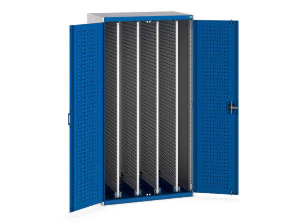 Workshop Cupboard - Cubio Cupboard Louvre Doors, 4X Sliding Louvre Panels. WxDxH: 1050X650X2000mm Ral 7035/5010 _SKU-40301035.11V