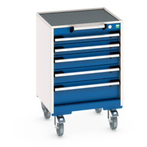 Heavy Duty Mobile Drawer Cabinet - Cubio Mobile Cabinet with 5 Drawers And Top Tray / Mat. WxDxH: 525X525X785mm Ral 7035/5010 _SKU-40402011.11V