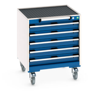Bott Mobile Drawer Workbench - Cubio Mobile Cabinet with 5 Drawers And Top Tray / Mat. WxDxH: 650X650X785mm Ral 7035/5010 _SKU-40402027.11V