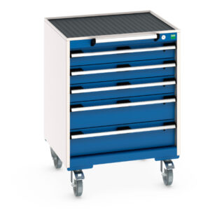 Bott Mobile Cupboard with Drawers - Cubio Mobile Cabinet with 5 Drawers And Top Tray / Mat. WxDxH: 650X650X885mm Ral 7035/5010 _SKU-40402031.11V