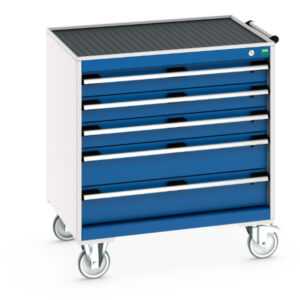 Heavy Duty Tool Chest On Wheels - Cubio Mobile Cabinet with 5 Drawers And Top Tray / Mat. WxDxH: 800X650X885mm Ral 7035/5010 _SKU-40402057.11V