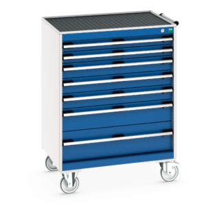 Lockable Mobile Tool Chest - Cubio Mobile Cabinet with 7 Drawers And Top Tray / Mat. WxDxH: 800X650X1085mm Ral 7035/5010 _SKU-40402065.11V