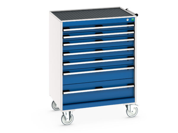 Lockable Mobile Tool Chest - Cubio Mobile Cabinet with 7 Drawers And Top Tray / Mat. WxDxH: 800X650X1085mm Ral 7035/5010 _SKU-40402065.11V