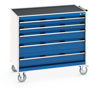 Bott Mobile Lockable Drawers - Cubio Mobile Cabinet with 5 Drawers And Top Tray / Mat. WxDxH: 1050X650X985mm Ral 7035/5010 _SKU-40402075.11V