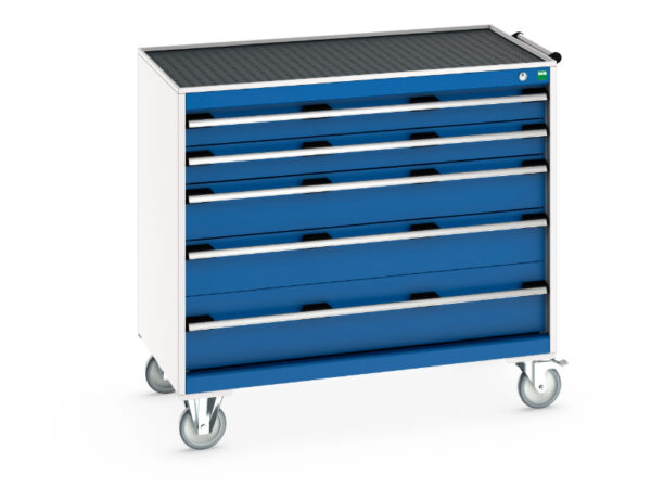 Bott Mobile Lockable Drawers - Cubio Mobile Cabinet with 5 Drawers And Top Tray / Mat. WxDxH: 1050X650X985mm Ral 7035/5010 _SKU-40402075.11V