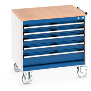 Mobile Tool Chest - Cubio Mobile Cabinet with 5 Drawers And Multiplex Worktop. WxDxH: 800X650X790mm Ral 7035/5010 _SKU-40402153.11V