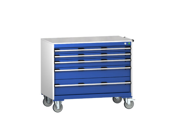 Bott Drawer Cabinets Mobile - Cubio Mobile Cabinet with 5 Drawers And Lino Worktop. WxDxH: 1050X650X890mm Ral 7035/5010 _SKU-40402164.11V