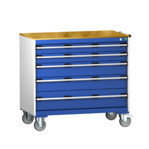 Bott Portable Drawer Cabinets - Cubio Mobile Cabinet with 5 Drawers And Multiplex Worktop. WxDxH: 1050X650X990mm Ral 7035/5010 _SKU-40402165.11V