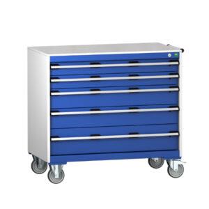 Bott Cubio Drawer Cabinets - Cubio Mobile Cabinet with 5 Drawers And Lino Worktop. WxDxH: 1050X650X990mm Ral 7035/5010 _SKU-40402166.11V