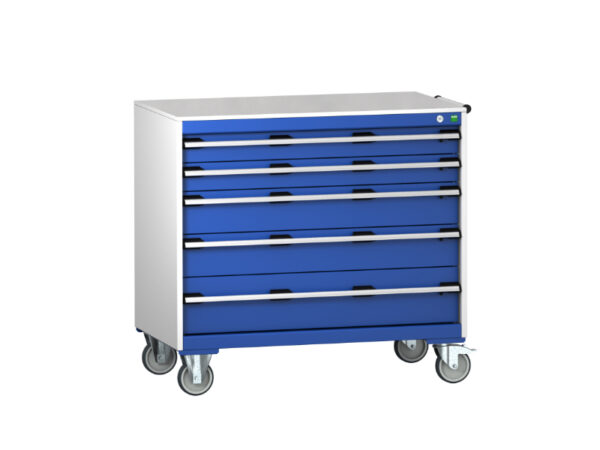 Bott Cubio Drawer Cabinets - Cubio Mobile Cabinet with 5 Drawers And Lino Worktop. WxDxH: 1050X650X990mm Ral 7035/5010 _SKU-40402166.11V