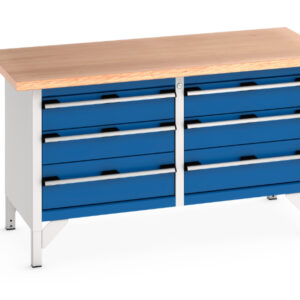 Bott Cubio Workbench - Cubio Storage Bench (Mpx) 3 Drawers / 3 Drawer. WxDxH: 1500X750X840mm Ral 7035/5010 _SKU-41002031.11V