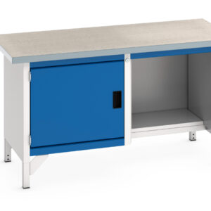 1. 5M Workbench And Cupboard - Cubio Storage Bench (Lino) Full Cupboard / Half Base Shelf. WxDxH: 1500X750X840mm Ral 7035/5010 _SKU-41002036.11V