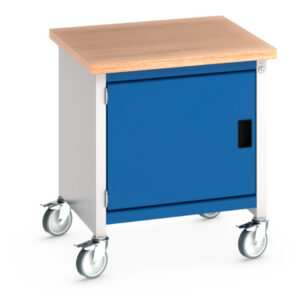 Workplace Storage Bench On Wheels - Cubio Mobile Storage Bench (Mpx) Full Cupboard. WxDxH: 750X750X840mm Ral 7035/5010 _SKU-41002085.11V