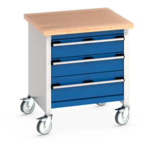 3 Drawer Mobile Workbench - Cubio Mobile Storage Bench (Mpx) 3 Drawers. WxDxH: 750X750X840mm Ral 7035/5010 _SKU-41002091.11V