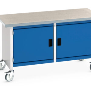 Mobile Wheeled Workbench Cupboard - Cubio Mobile Storage Bench (Lino) Full Cupboard / Full Cupboard. WxDxH: 1500X750X840mm Ral 7035/5010 _SKU-41002099.11V