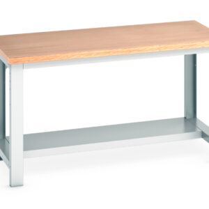 Workbench with Half Depth Shelf - Cubio Framework Bench. WxDxH: 1500X750X840mm Ral 7035 _SKU-41003085.16V