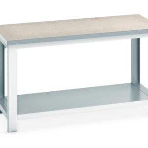 Strong Steel Bench - Cubio Framework Bench (Lino) with Full Depth Shelf. WxDxH: 1500X750X840mm Ral 7035 _SKU-41003504.16V