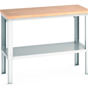 Sturdy And Strong Workbench - with Full Depth Shelf. WxDxH: 1500X750X740-1140mm Ral 7035 _SKU-41003507.16V