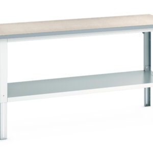 Cubio Framework Bench Adj Height (Lino) with Full Depth Shelf. WxDxH: 2000X750X740-1140mm Ral 7035 _SKU-41003510.16V