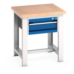 Metal Pedestal Work Bench - Cubio Framework Bench (Mpx) with 1 Drawer Cabinet. WxDxH: 750X750X840mm Ral 7035/5010 _SKU-41003521.11V
