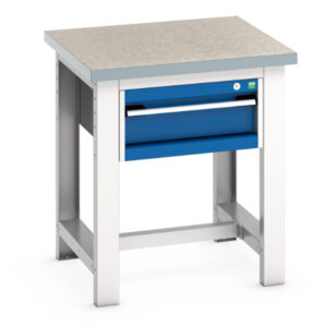 Pedestal Workbench with Cupboard - Cubio Framework Bench (Lino) with 1 Drawer Cabinet. WxDxH: 750X750X840mm Ral 7035/5010 _SKU-41003523.11V