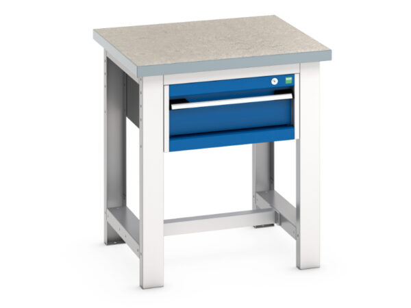 Pedestal Workbench with Cupboard - Cubio Framework Bench (Lino) with 1 Drawer Cabinet. WxDxH: 750X750X840mm Ral 7035/5010 _SKU-41003523.11V