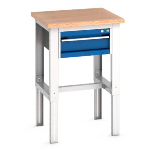 Pedestal Workbench with Cabinet - Cubio Framework Bench (Mpx) with 1 Drawer Cabinet. WxDxH: 750X750X740-1140mm Ral 7035/5010 _SKU-41003530.11V