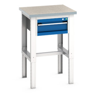 Workshop Pedestal Workbench - Cubio Framework Bench (Lino) with 1 Drawer Cabinet. WxDxH: 750X750X740-1140mm Ral 7035/5010 _SKU-41003532.11V