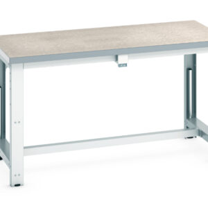 Electric Height Adjustable Workbench - Cubio Stepless Adjustable Height Bench Electric, with Lino Worktop U. K. . WxDxH: 1500X750X840-1140mm Ral 7035 _SKU-41003567.16