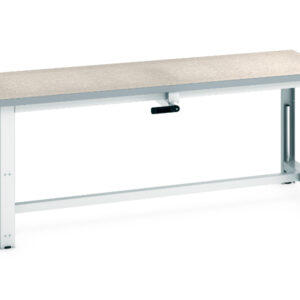 Cubio Stepless Adjustable Height Bench Manual - Cubio Stepless Adjustable Height Bench Manual, with Lino Worktop. WxDxH: 2000X750X840-1140mm Ral 7035 _SKU-41003573.16