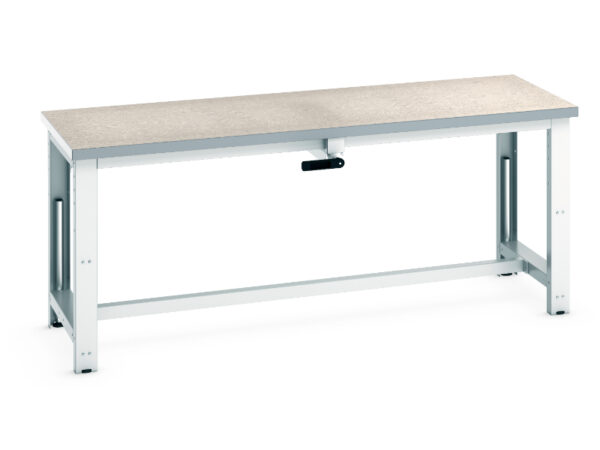 Cubio Stepless Adjustable Height Bench Manual - Cubio Stepless Adjustable Height Bench Manual, with Lino Worktop. WxDxH: 2000X750X840-1140mm Ral 7035 _SKU-41003573.16