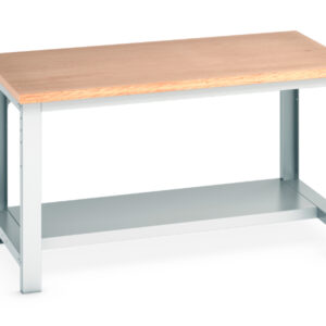 Metal Workbench Base - Cubio Framework Bench (Mpx) with Half Depth Shelf. WxDxH: 1500X900X840mm Ral 7035 _SKU-41004017.16V