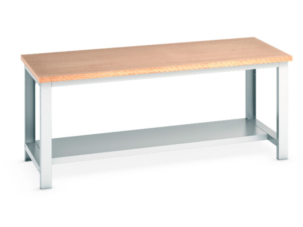 Cubio Framework Bench (Mpx) with Half Depth Shelf. WxDxH: 2000X900X840mm Ral 7035 _SKU-41004019.16V