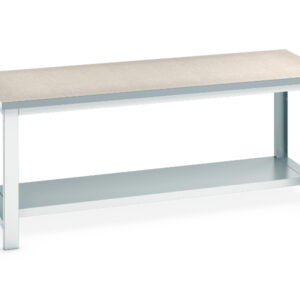 Cubio Framework Bench (Lino) with Half Depth Shelf. WxDxH: 2000X900X840mm Ral 7035 _SKU-41004039.16V