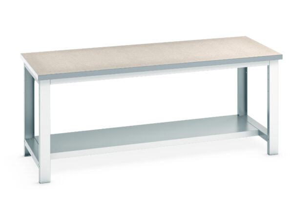 Cubio Framework Bench (Lino) with Half Depth Shelf. WxDxH: 2000X900X840mm Ral 7035 _SKU-41004039.16V