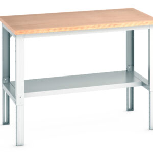 1. 5M Workbench - Cubio Framework Bench Adj Height (Mpx) with Half Depth Shelf. WxDxH: 1500X900X740-1140mm Ral 7035 _SKU-41004129.16V