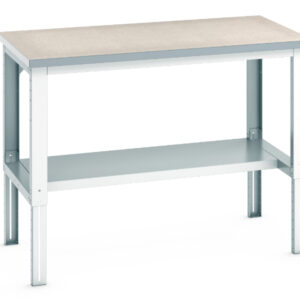 Cubio Framework Bench Adj Height (Lino) with Half Depth Shelf. WxDxH: 1500X900X740-1140mm Ral 7035 _SKU-41004130.16V