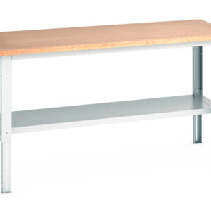 Cubio Framework Bench Adj Height (Mpx) with Half Depth Shelf. WxDxH: 2000X900X740-1140mm Ral 7035 _SKU-41004131.16V