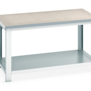 Cubio Framework Bench (Lino) with Full Base Shelf. WxDxH: 1500X900X840mm Ral 7035 _SKU-41004134.16V