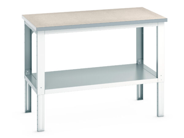 Cubio Framework Bench Adj Height (Lino) with Full Base Shelf. WxDxH: 1500X900X740-1140mm Ral 7035 _SKU-41004138.16V