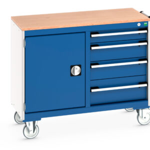 Mobile Steel Cabinet - Cubio Mobile Cabinet 50/50 (Mpx) Cupboard / 4 Drawer. WxDxH: 1050X525X890mm Ral 7035/5010 _SKU-41006004.11V