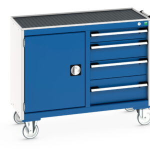 Bott Cupboard On Wheels - Cubio Mobile Cabinet 50/50 (Top Tray) Cupboard / 4 Drawer. WxDxH: 1050X525X885mm Ral 7035/5010 _SKU-41006006.11V