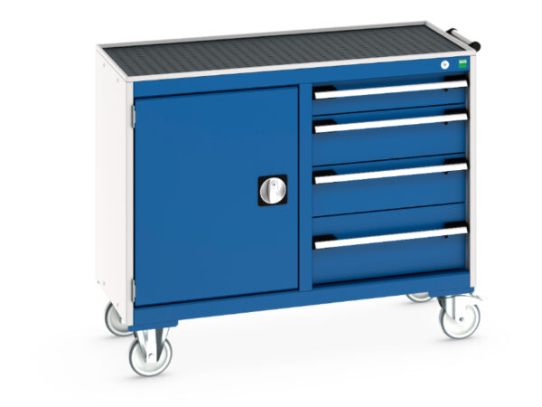 Bott Cupboard On Wheels - Cubio Mobile Cabinet 50/50 (Top Tray) Cupboard / 4 Drawer. WxDxH: 1050X525X885mm Ral 7035/5010 _SKU-41006006.11V