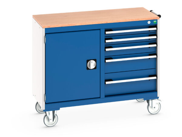 Storage Cabinet On Wheels - Cubio Mobile Cabinet 50/50 (Mpx) Cupboard / 5 Drawer. WxDxH: 1050X525X890mm Ral 7035/5010 _SKU-41006007.11V