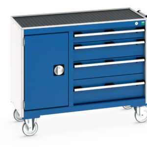 Mobile Storage Cabinet - Cubio Mobile Cabinet 40/60 (Top Tray) Cupboard / 4 Drawer. WxDxH: 1050X525X885mm Ral 7035/5010 _SKU-41006012.11V
