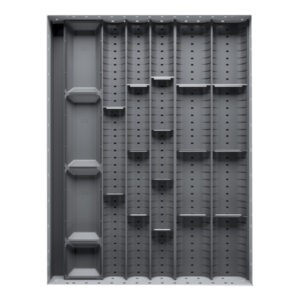 Bott Long Drawer Dividers - Cubio Trough Block Divider Kit 20 Compartment for Cabinet - WxDxH: 525X650X28mm Plastic Ral 7011 _SKU-43020019