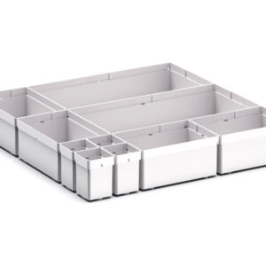 Drawer Dividers for Screws - Cubio Plastic Box Divider Kit 10 Compartment for Cabinet - WxDxH: 525X525X100+ mm Plastic Ral 7035 _SKU-43020750