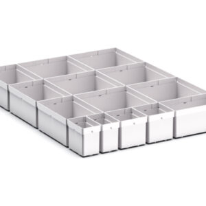 Drawer Compartment Dividers for Bott - Cubio Plastic Box Divider Kit 14 Compartment for Cabinet - WxDxH: 525X650X100+ mm Plastic Ral 7035 _SKU-43020754