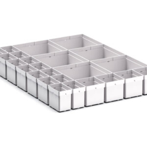 Cubio Plastic Box Divider Kit 24 Compartment for Cabinet - WxDxH: 525X650X100+ mm Plastic Ral 7035 _SKU-43020755